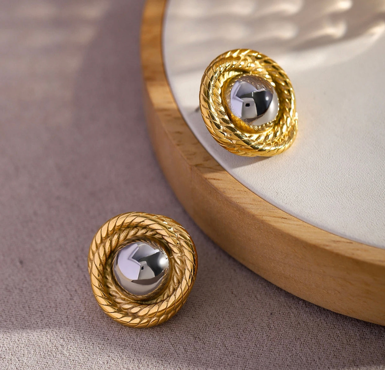 TWO TONED STUD EARNINGS