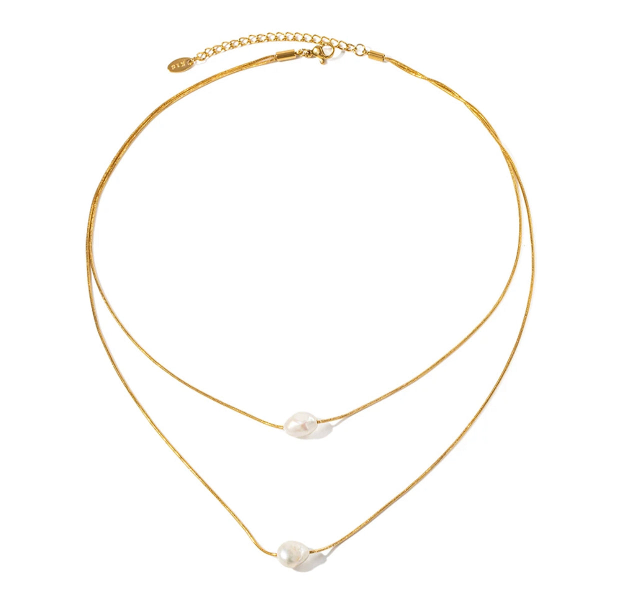 DOUBLE LAYERED PEARL PENDANT NECKLACE