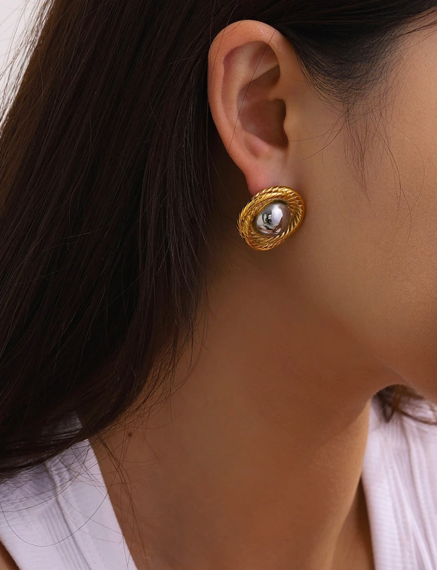 TWO TONED STUD EARNINGS