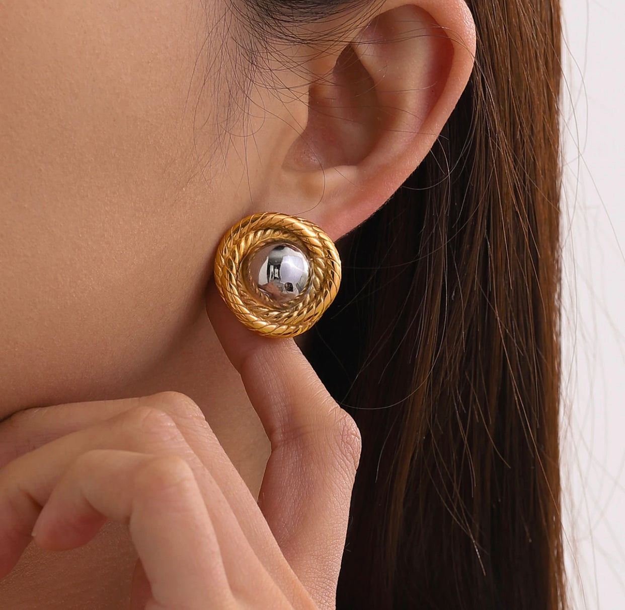 TWO TONED STUD EARNINGS