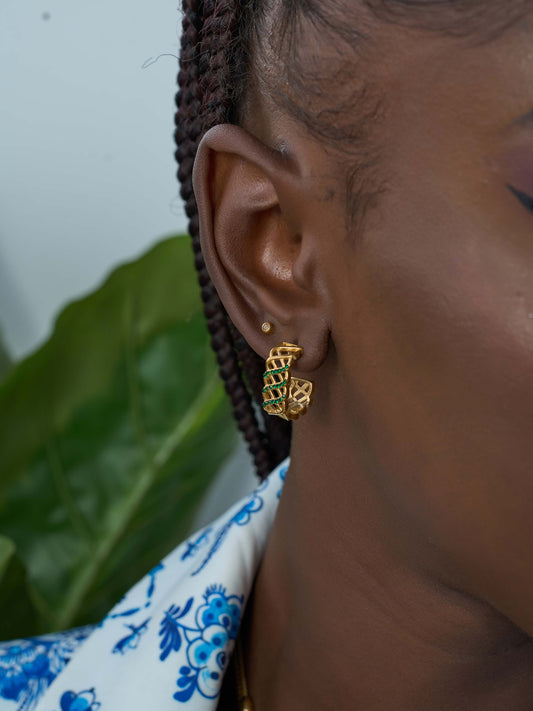 EMERALD NALA HOOP EARRINGS