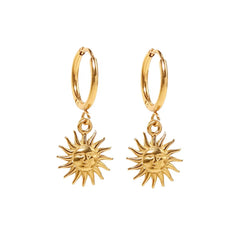SUN PENDANT HOOP EARRINGS