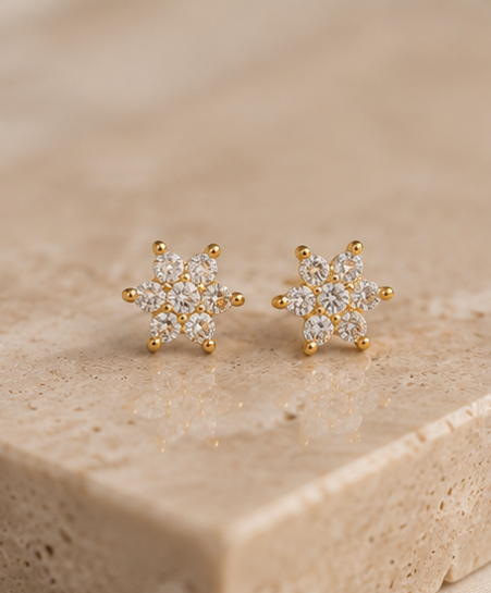 Luxe Bloom 5-Piece Gold Earring Set | Zircon Drop & Stud Earrings