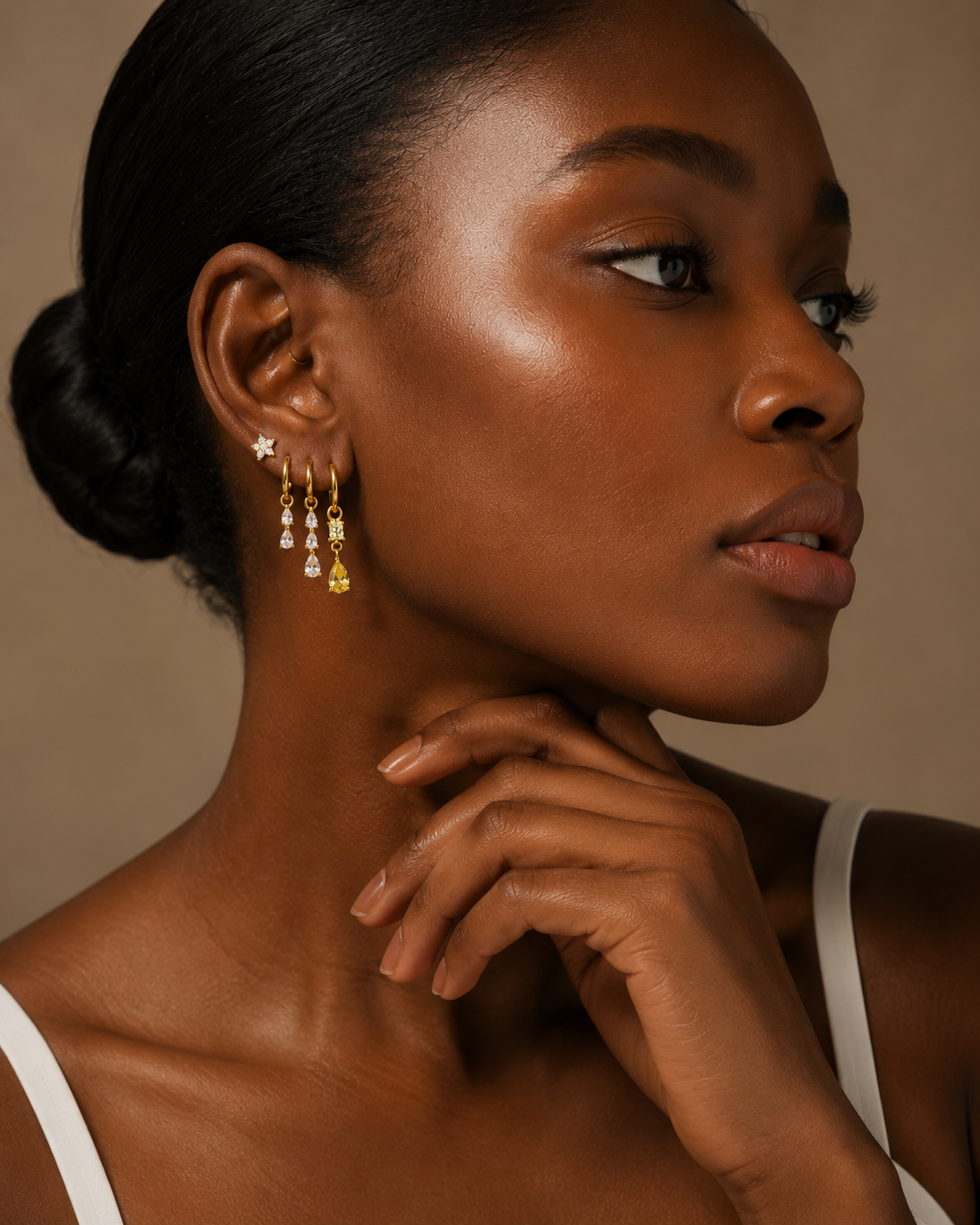 Luxe Bloom 5-Piece Gold Earring Set | Zircon Drop & Stud Earrings